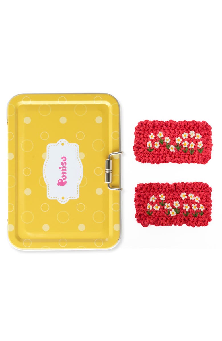 Puttisu 2pc Hand-Crocheted Floral Clip Set, Alternate, color, Red