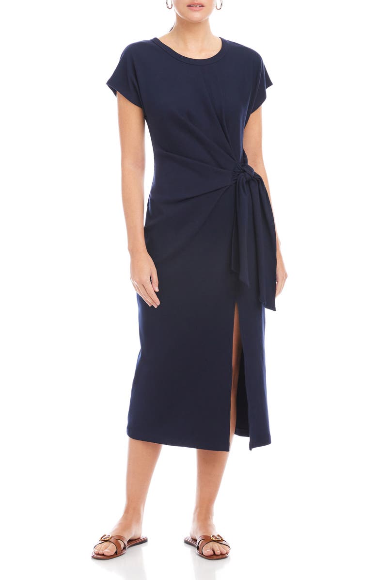 FIFTEEN TWENTY Marissa Side Knot Midi Dress, Main, color, Navy