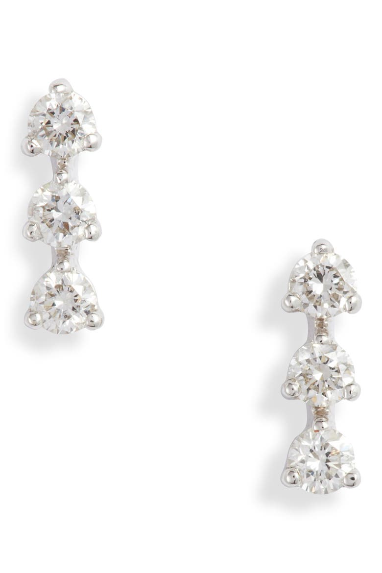 Liora Triple Diamond Stud Earrings (Nordstrom Exclusive), Main, color, WHITE GOLD/ DIAMOND