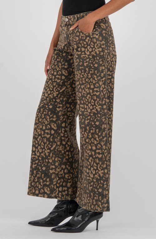 Kut From The Kloth Meg Print High Waist Ankle Wide Leg Jeans In Brown