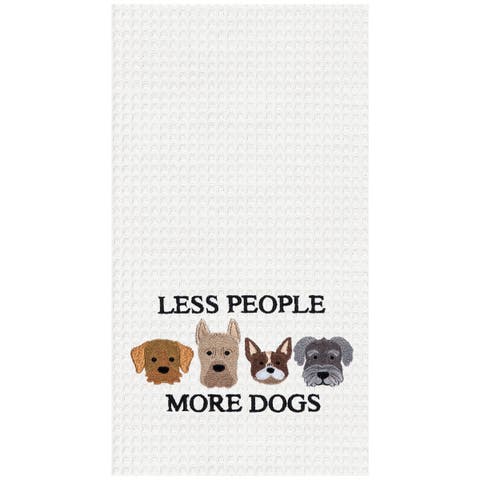 Less People More Dogs Kitchen and Bathroom Embroidered Hand Towel