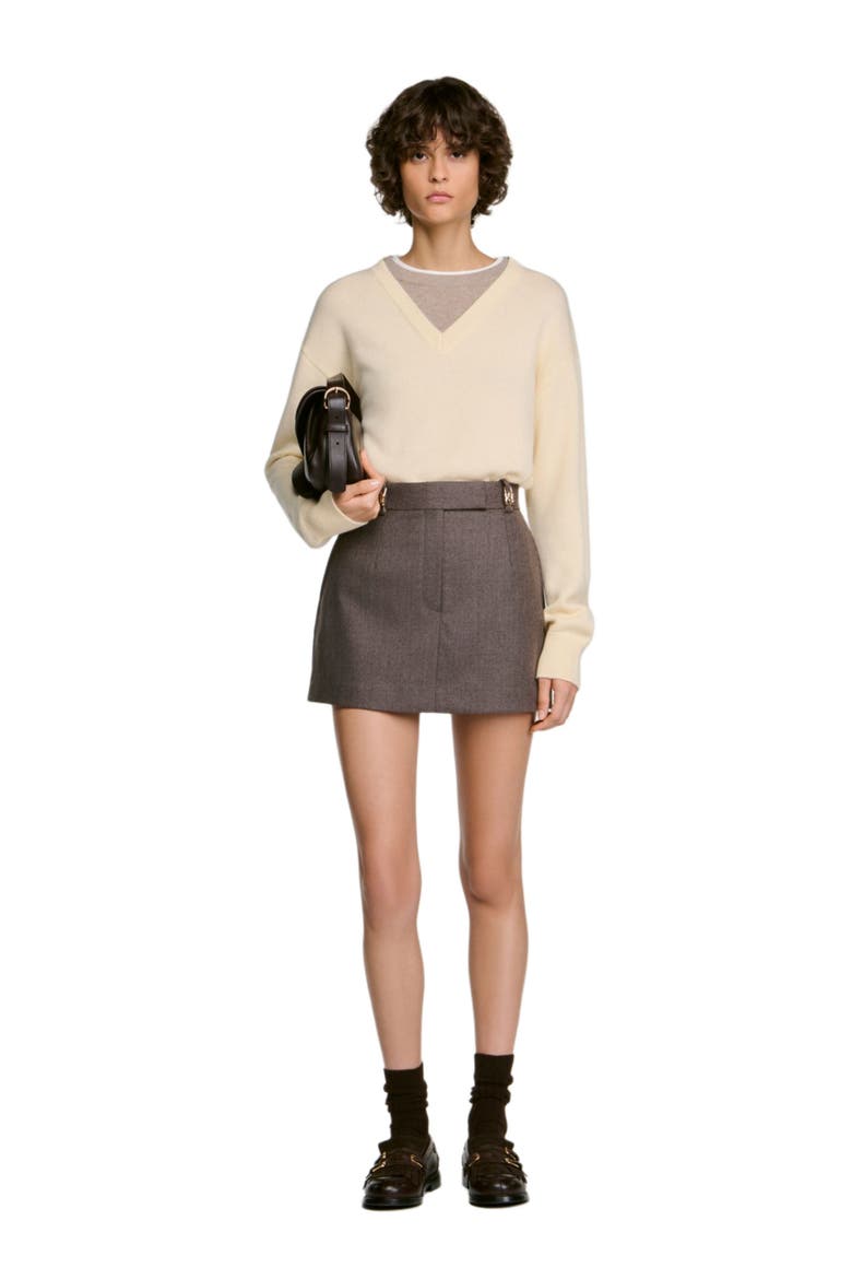Wool Skort, Alternate, color, Greige