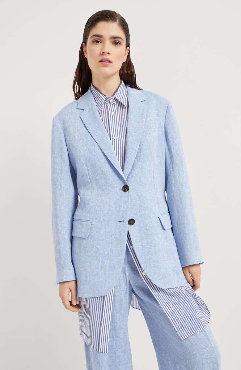 Brunello Cucinelli Sparkling canvas blazer, Alternate, color, 