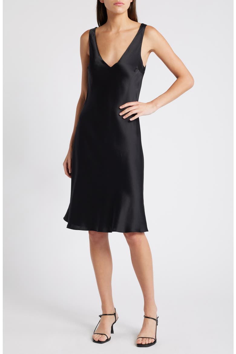 lila silk dress Lila V-Neck Satin Dress (Women)