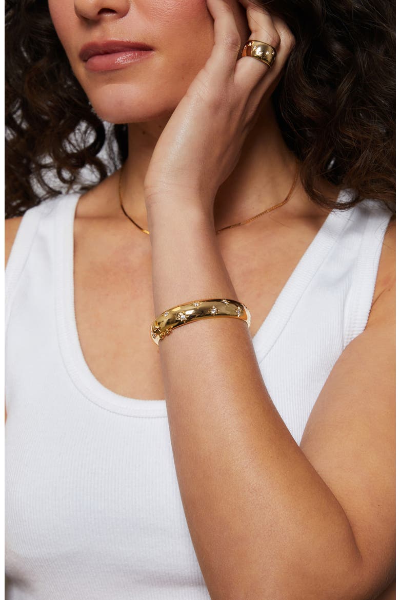 Celeste Cubic Zirconia Cuff Bracelet, Alternate, color, GOLD