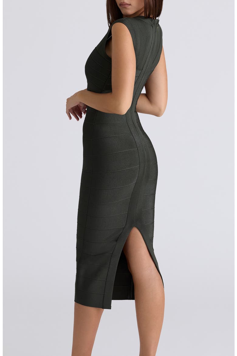 The Super Plunge Bandage Midi Dress, Alternate, color, GREEN