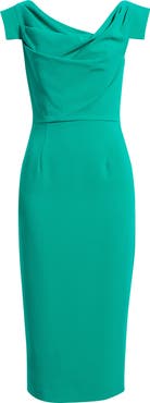 Black Halo Jacqueline Midi Gabardine Sheath Dress