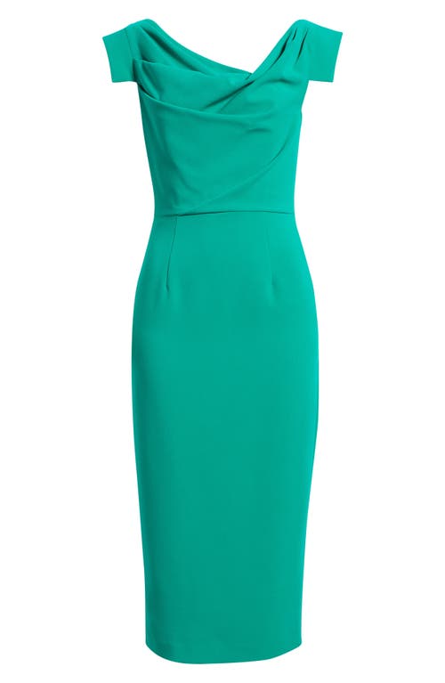 Black Halo Jacqueline Midi Gabardine Sheath Dress In Green