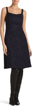 ST. JOHN Sequin Leopard Jacquard A-Line Dress