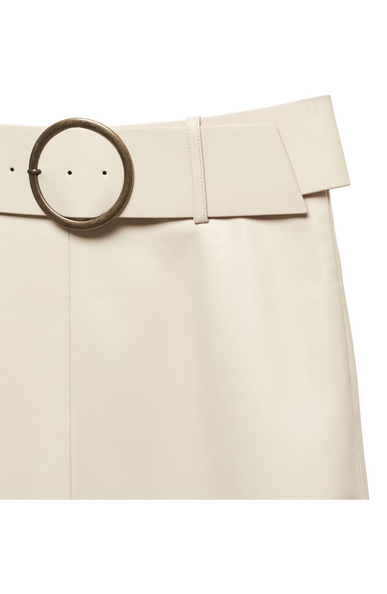MANGO Faux Leather Belted Skirt, Alternate, color, 