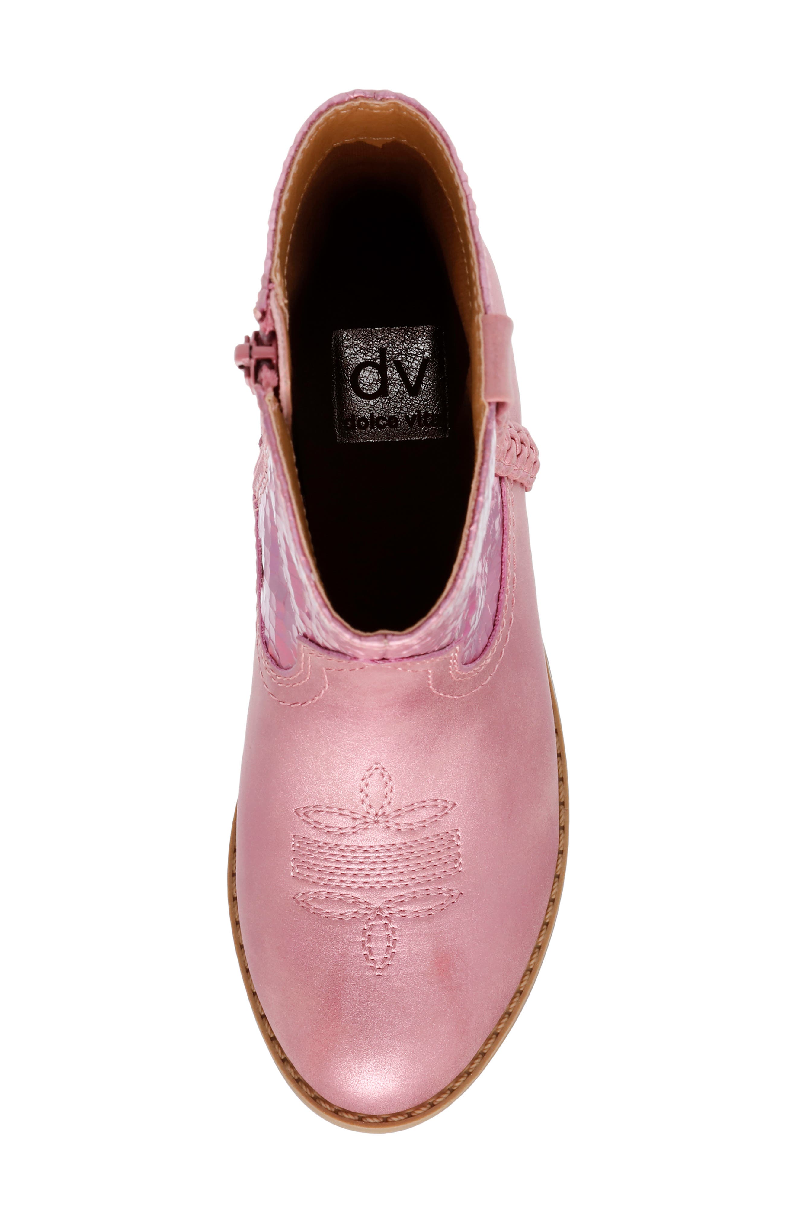 Kids' Lucia Western Boot, Alternate, color, PINK METALLIC