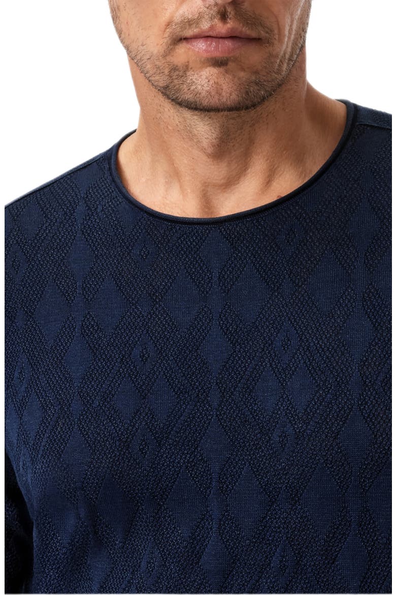 Brycen Broken Argyle Organic Cotton Sweater, Alternate, color, NAVY