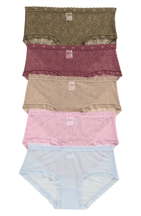 Assorted 5-Pack Lace Hipster Briefs