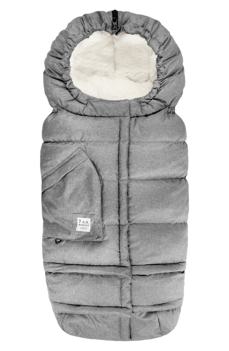 7 A.M. Enfant 212 evolution<sup>®</sup> Extendable Stroller & Car Seat Waterproof Footmuff, Main, color, Heather Grey