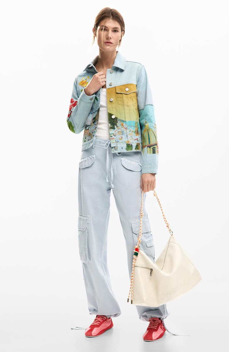 Desigual Amalfi Denim Trucker Jacket, Alternate, color, Medium Blue