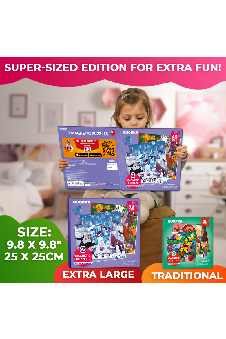 Magnetic Jigsaw Puzzle Set - 2x48 Piece, Alternate, color, Polar & Jungle