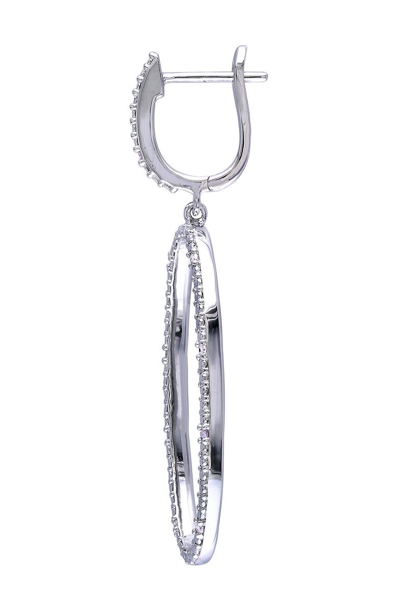 DELMAR Sterling Silver Diamond Elongated Oval Earrings - 0.10 ctw, Alternate, color, White