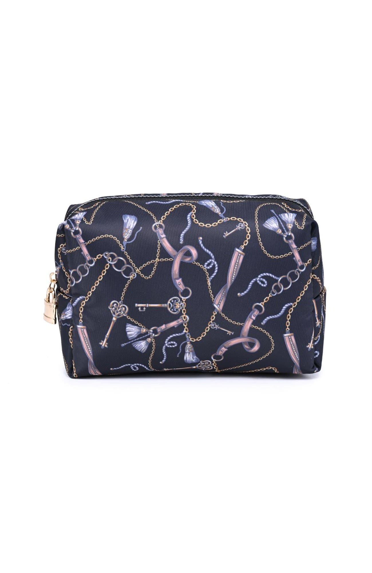 Lock & Luxe Cosmetic & Travel Organizer Pouch, Main, color, Black