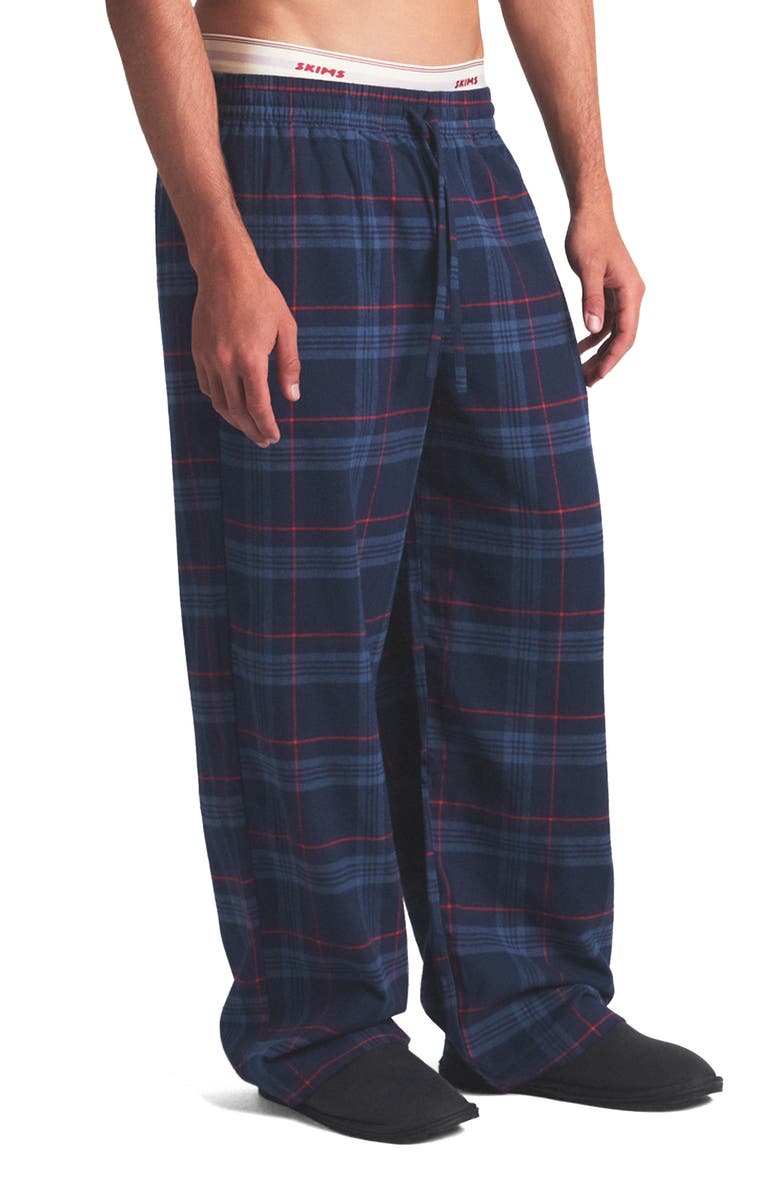 SKIMS Cotton Flannel Pajama Pants, Alternate, color, Damson Laser Plaid