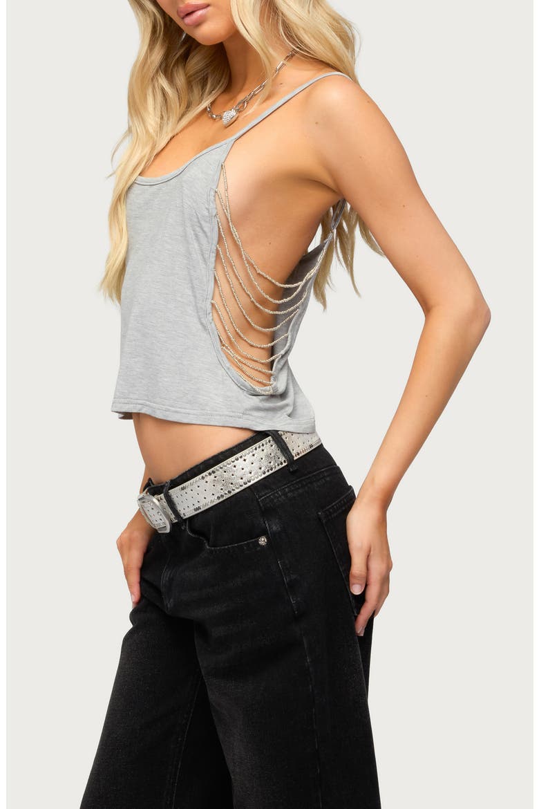 Donia Beaded Side Cutout Tank, Alternate, color, GRAY-MELANGE