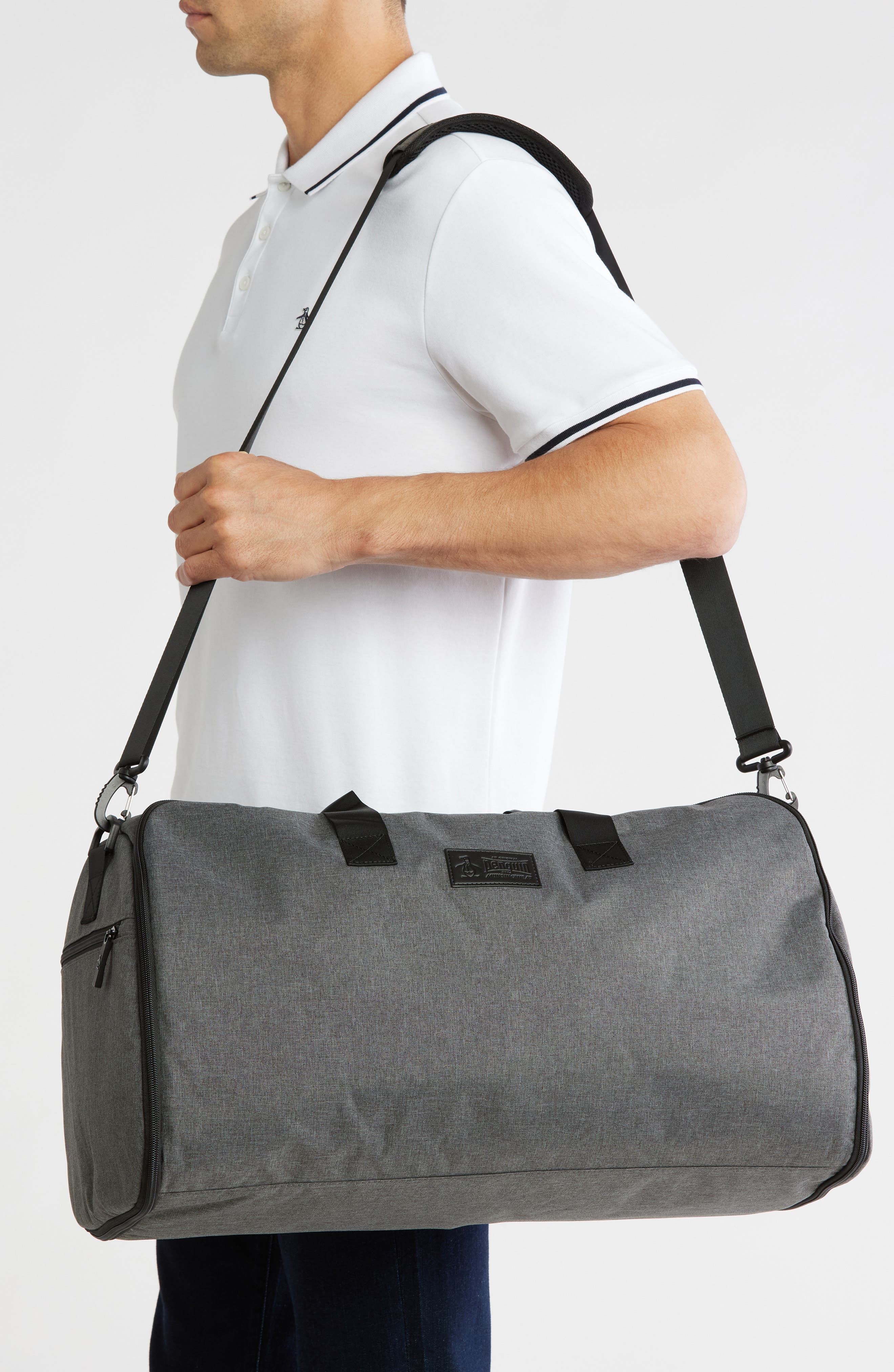 Original Penguin Wardrobe Travel Duffle Bag, Alternate, color, Grey Crosshatch