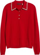 Elie Tahari The Janine Embellished Polo Sweater