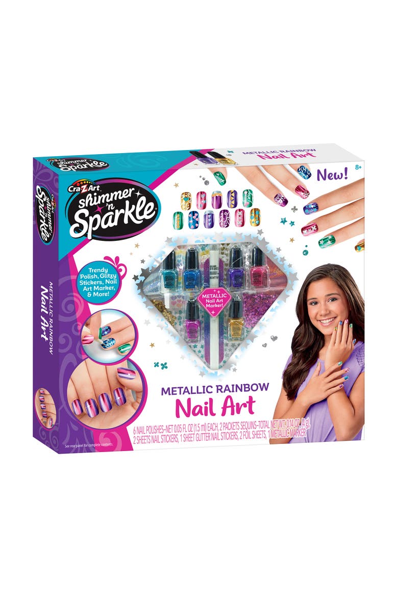 Shimmer N Sparkle Metallic Rainbow Nail Art Design Kit, Main, color, Multicolored