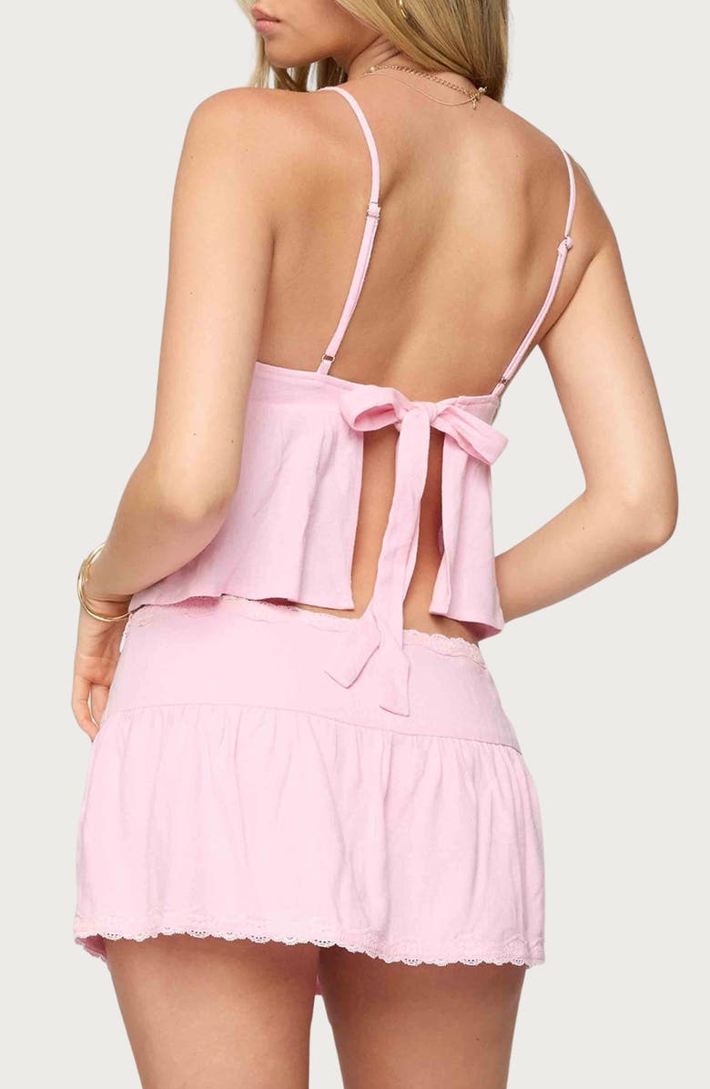 EDIKTED Selene Pintuck Cotton & Linen Babydoll Camisole, Alternate, color, Light-Pink