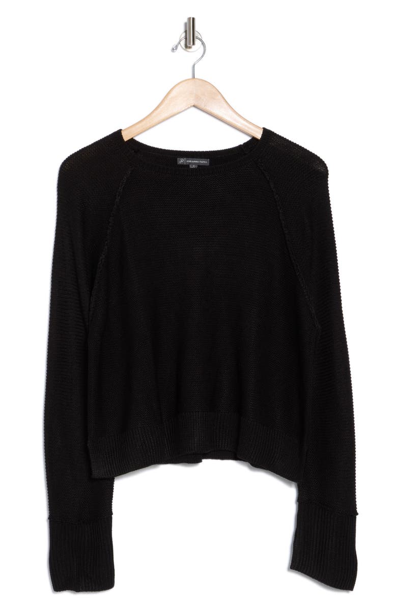 Adrianna Papell Exposed Seam Sweater, Alternate, color, Black