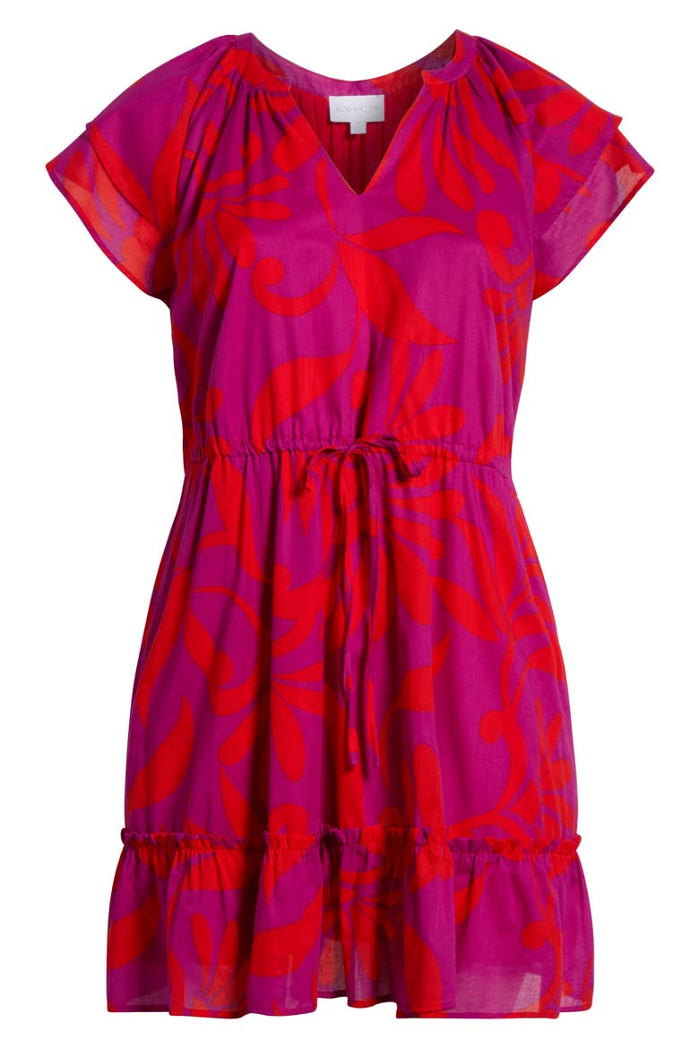 Arona Floral Baden Cotton Dress, Alternate, color, PURPLE-MULTI