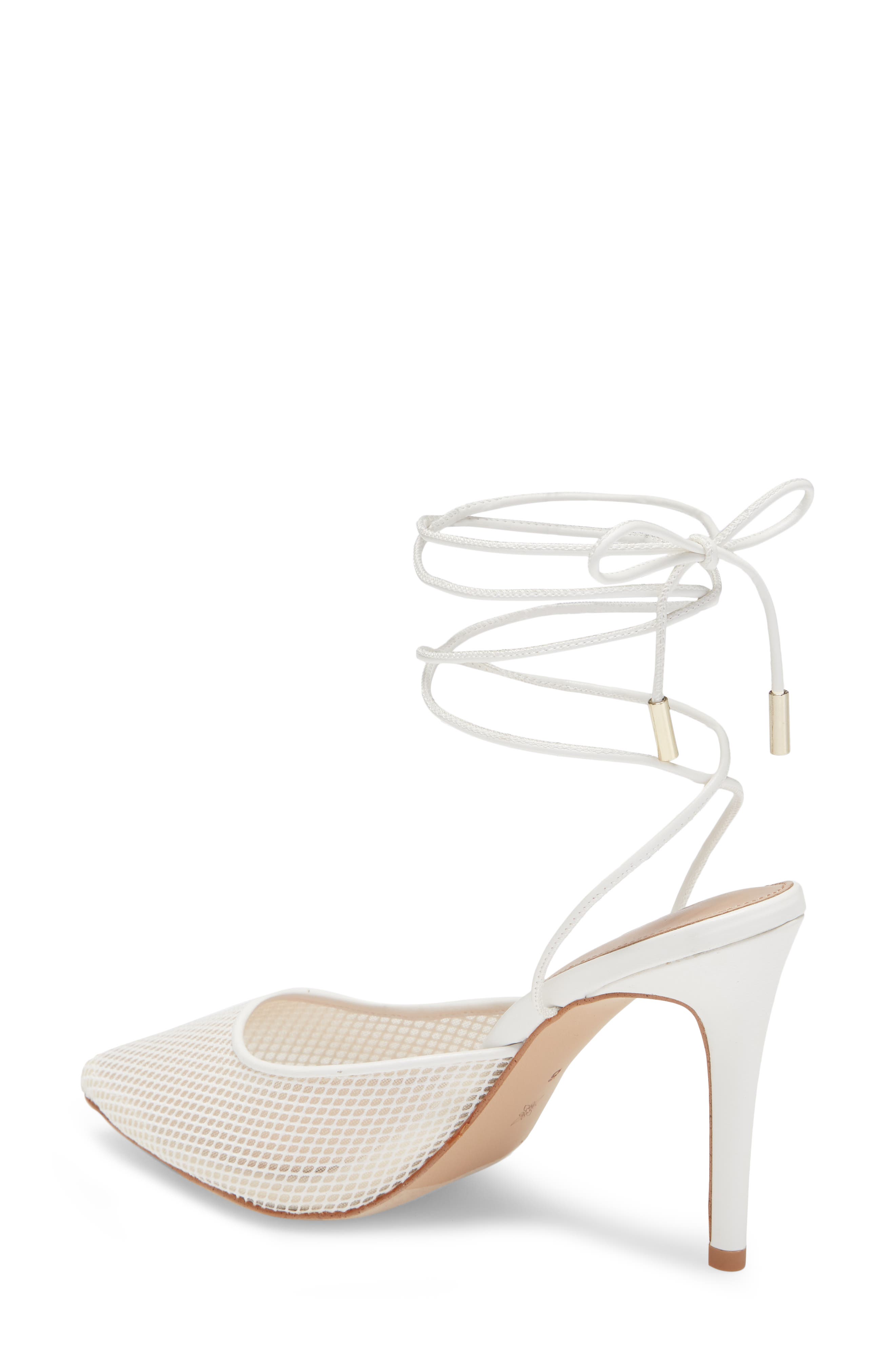 Hendri Ankle Tie Pointed Toe Pump, Alternate, color, BRIGHT WHITE FAUX LEATHER