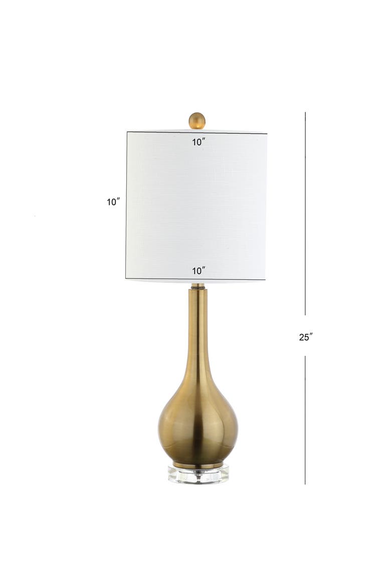Dylan 25" Metal/Crystal Teardrop LED Table Lamp, Alternate, color, Brass Gold