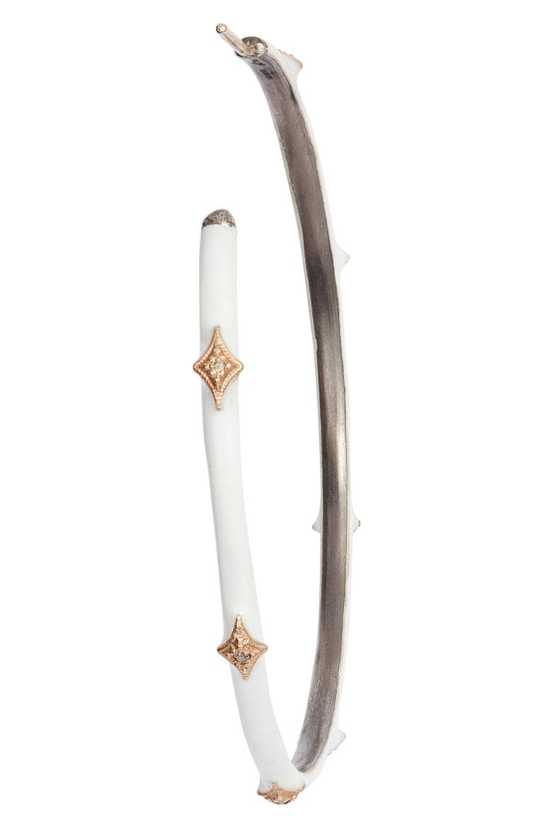 New World 14k Gold & Enamel Hoop Earrings, Alternate, color, WHITE ENAMEL