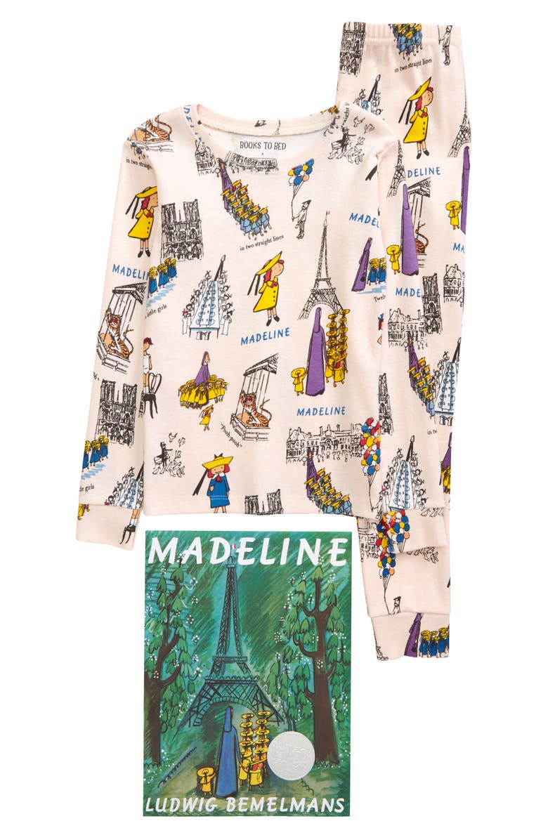Hatley x Books to Bed Kids' Madeline Book & Fitted Organic Cotton Two-Piece Pajamas, Main, color, 