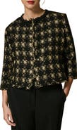 Marina Rinaldi Certo Check Bracelet Sleeve Lamé Jacket