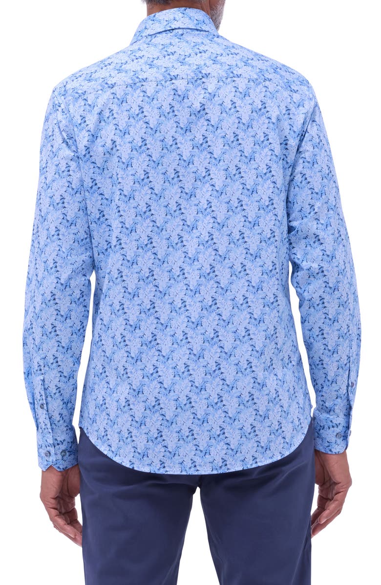 Bugatchi Jimmy OoohCotton<sup>®</sup> Leaf & Diamond Print Button-Up Shirt, Alternate, color, Air Blue