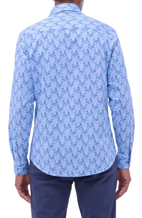 Bugatchi Jimmy Ooohcotton® Leaf & Diamond Print Button-up Shirt In Air Blue