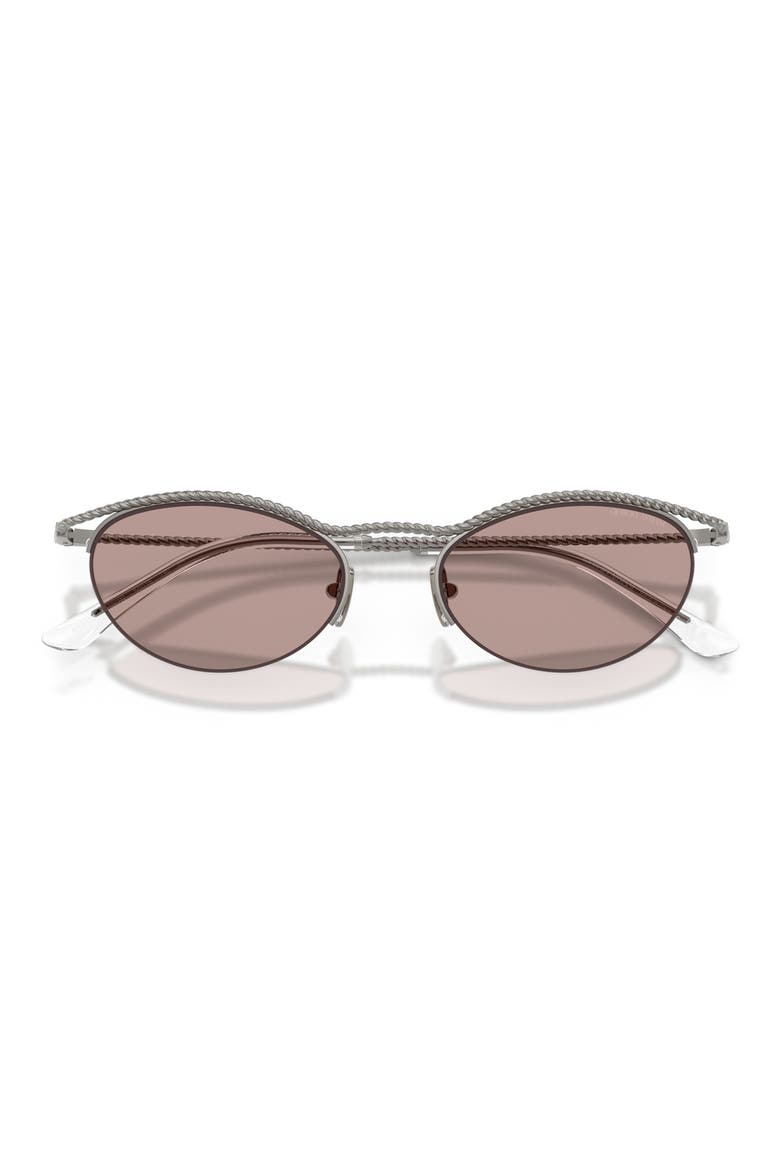 50mm Semi Rimless Butterfly Sunglasses, Alternate, color, SHINY GUNMETAL / PURPLE BROWN