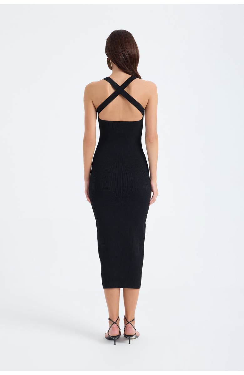 Monlicia Azura Knit Crisscross Back Bodycon Midi Dress, Alternate, color, Black