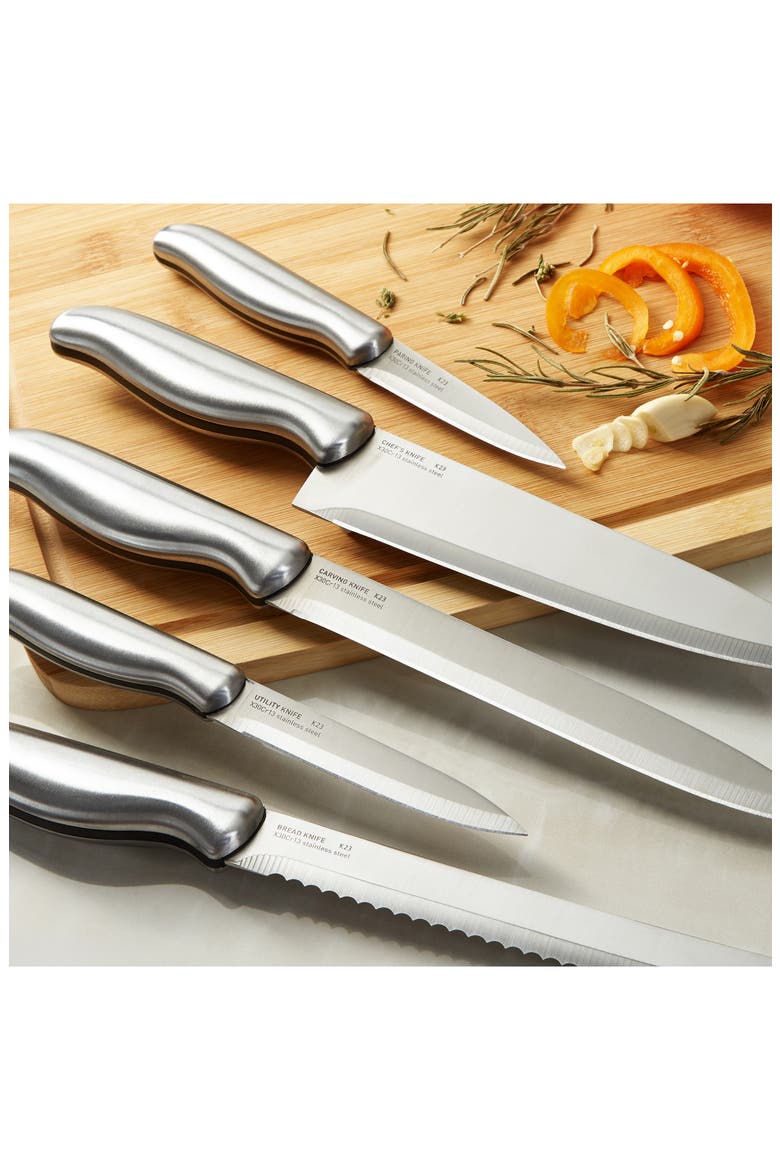 Dina Entity 6-Piece Knife Block, Alternate, color, SILVER