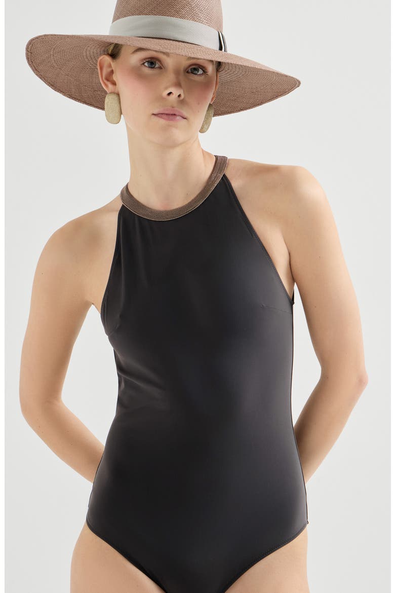 One-piece swimsuit, Alternate, color, Lignite Grey