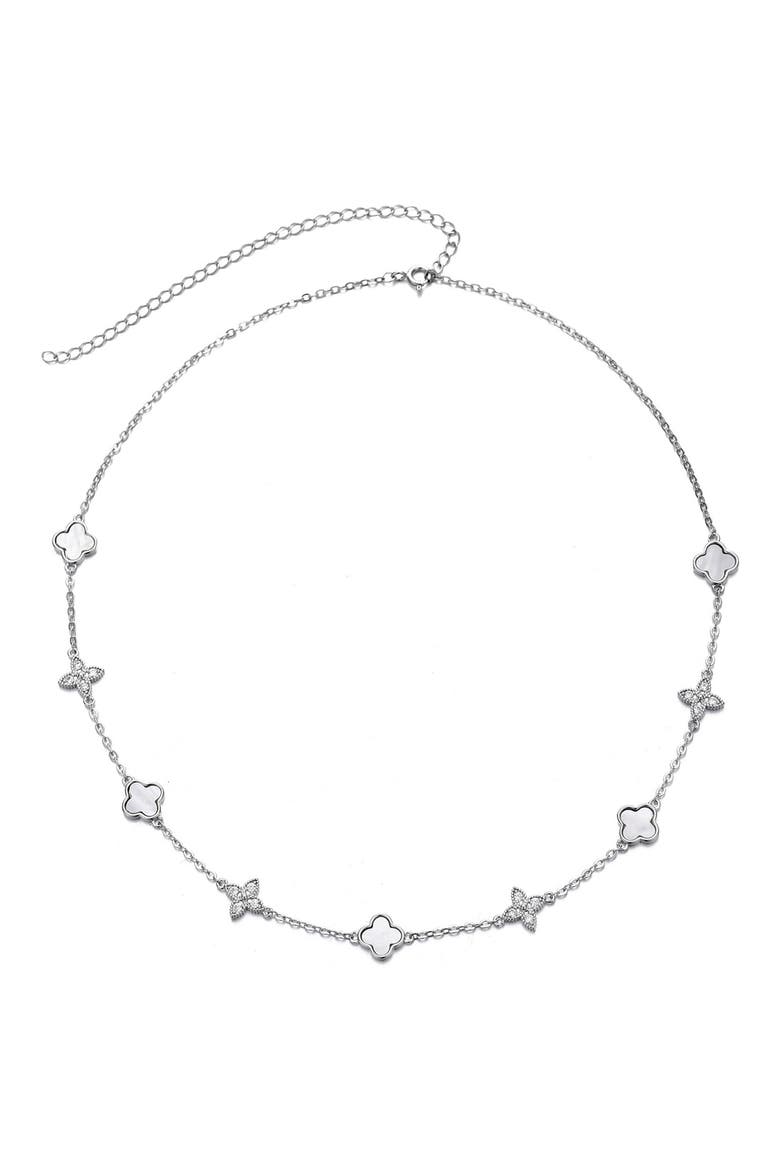 Mother of Pearl Station Necklace, Alternate, color, WHITE
