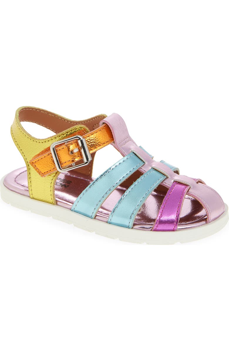 Harper Canyon Kids' Arabella Fisherman Sandal, Main, color, Pink Rainbow Metallic