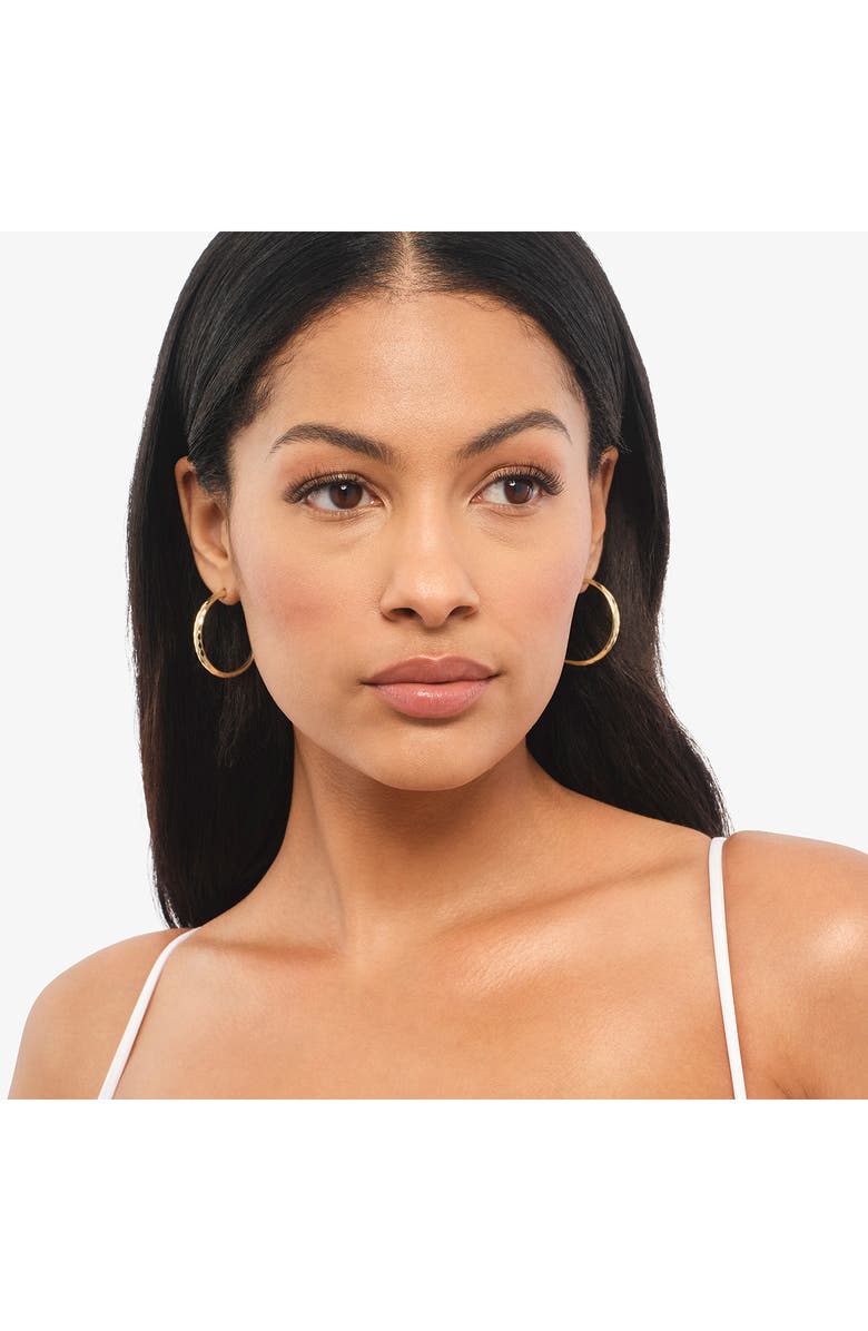 LANA 14K Gold Disco Hammered Hoop Earrings, Alternate, color, Gold