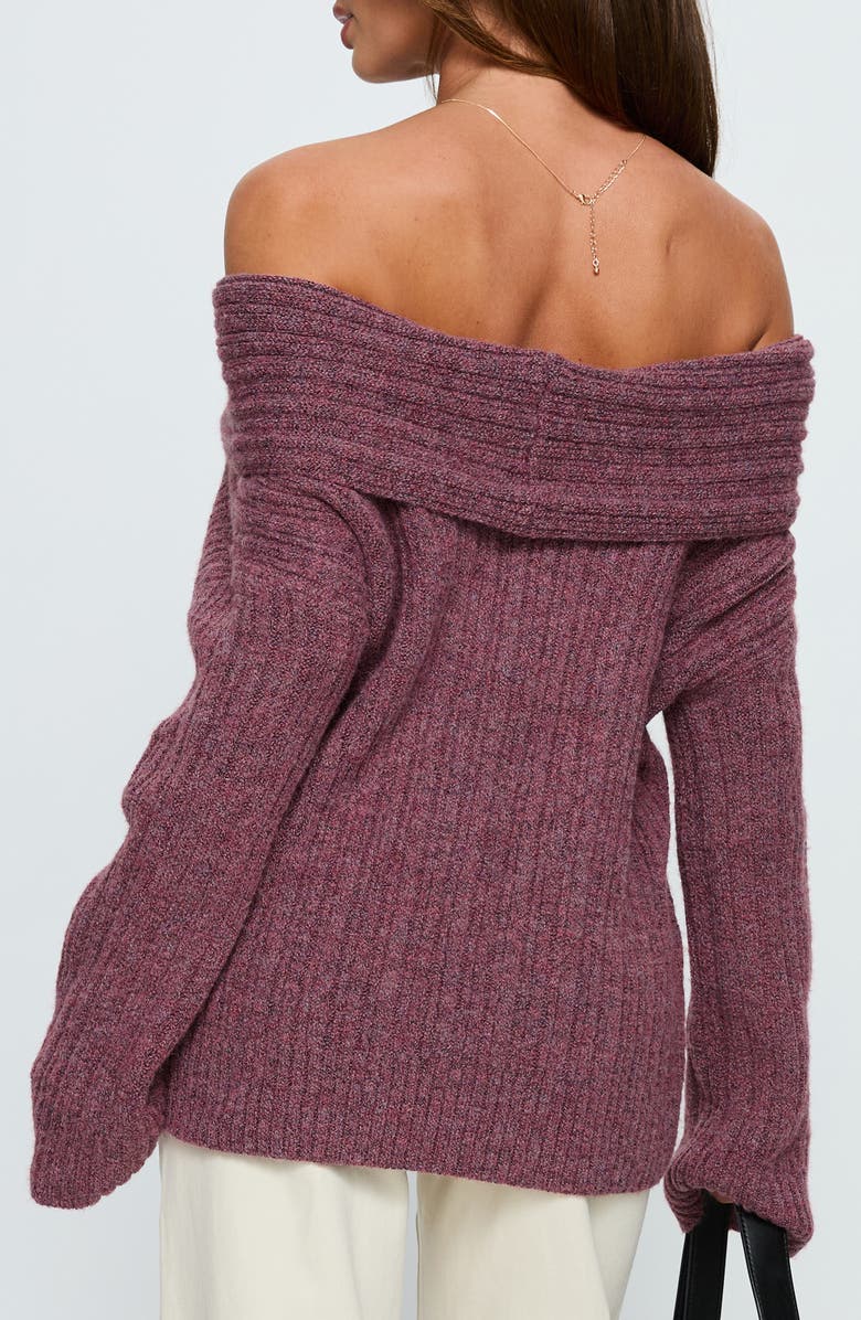 Princess Polly Snowie Off the Shoulder Sweater, Alternate, color, Pale Burgundy