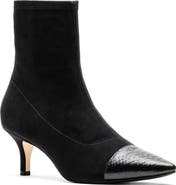 Frances Valentine Serena Pointed Cap Toe Kitten Heel Bootie
