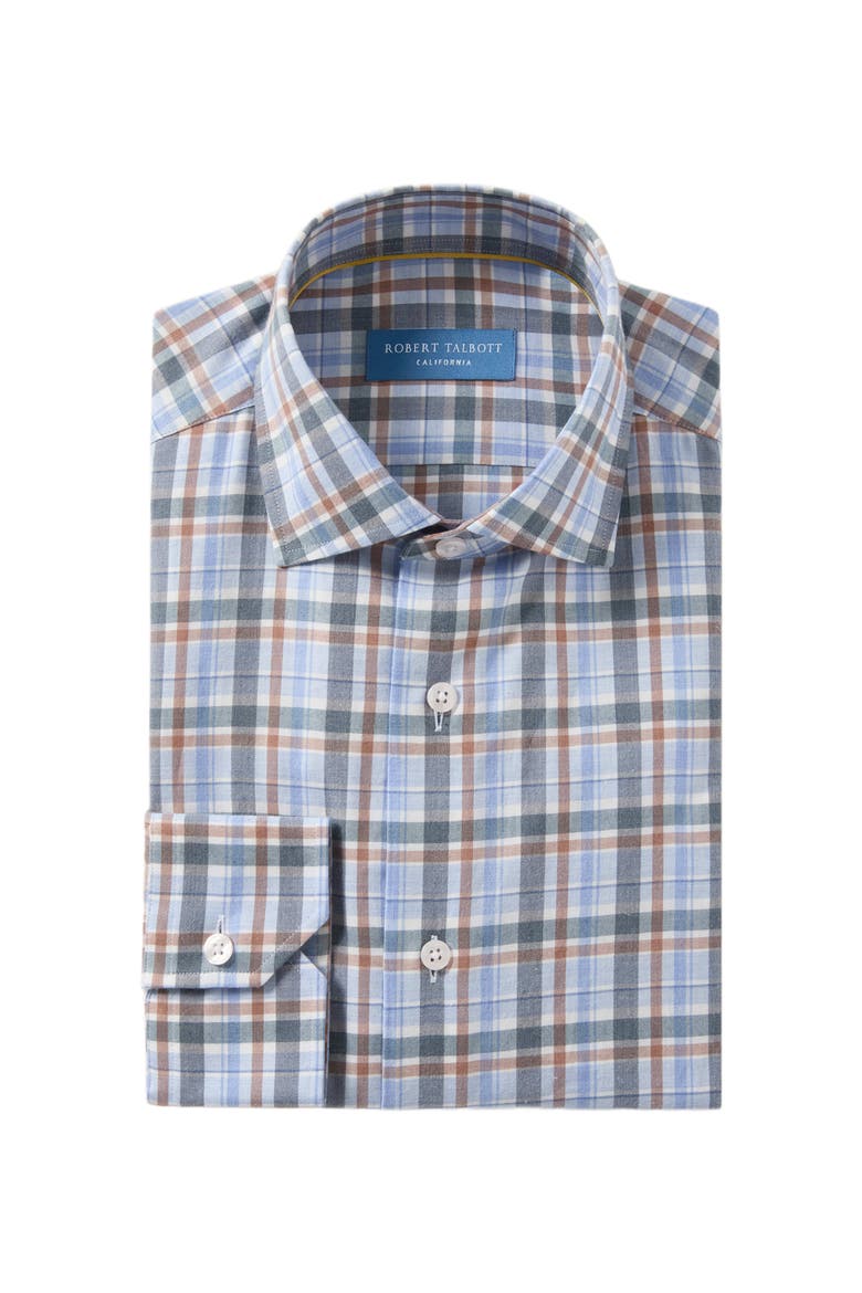 Reynolds Ultra Light Weight Brushed Plaid Shirt, Alternate, color, Light Blue Multi