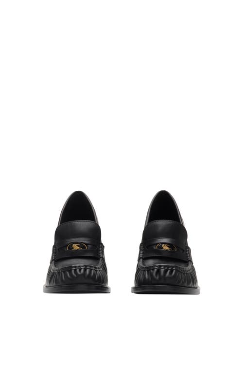 Burberry Leather Cadet Heeled Loafers In Black