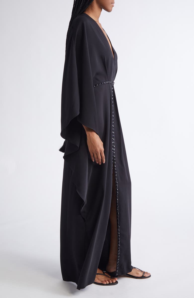 Johanna Ortiz Sombreando Embellished Crepe Tunic Dress, Alternate, color, Black