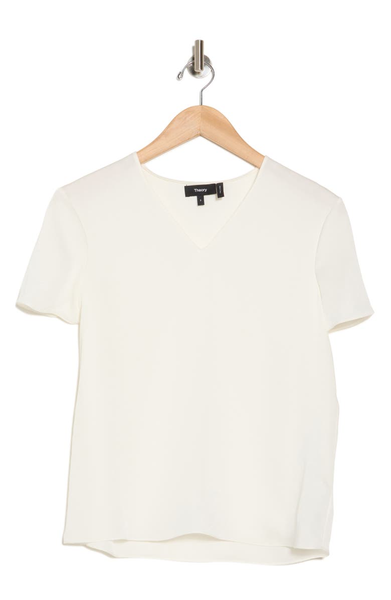 Theory Minimal Silk V-Neck T-Shirt, Alternate, color, Ivory